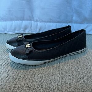 Tommy Hilfiger Black Quilted Flats with White Soles